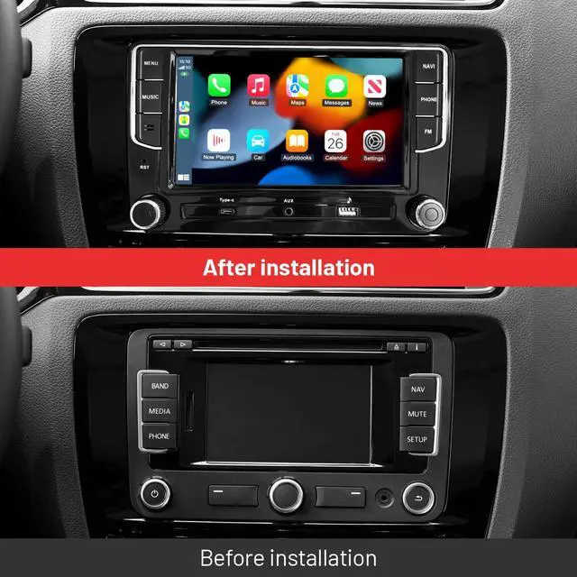 Alt view image 4 of 6 - Stable Linux System 7" Car Stereo for VW Golf Passat Jetta Tiguan,Plug & Play Retains Original Screen & Buttons,Wireless CarPlay & Android Auto,Double Din Radio with Backup Camera