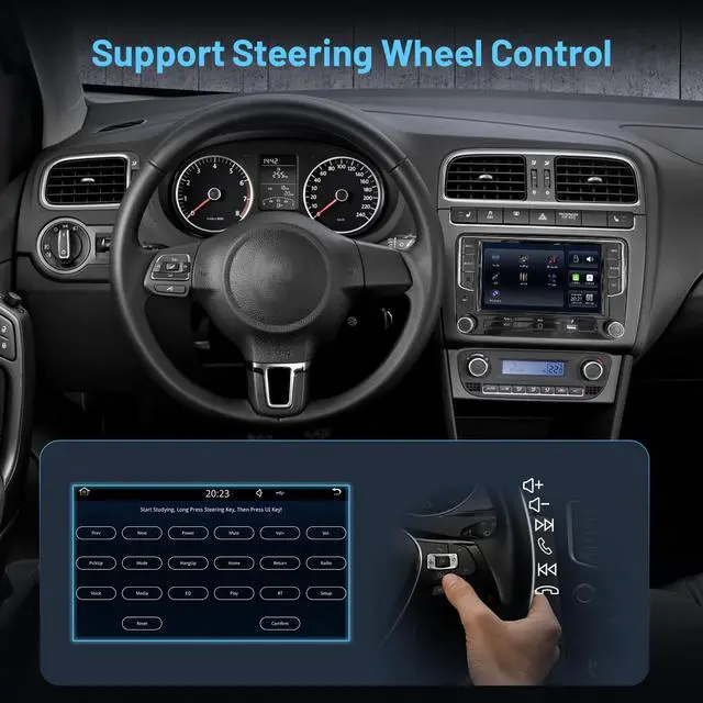 Alt view image 6 of 6 - Stable Linux System 7" Car Stereo for VW Golf Passat Jetta Tiguan,Plug & Play Retains Original Screen & Buttons,Wireless CarPlay & Android Auto,Double Din Radio with Backup Camera