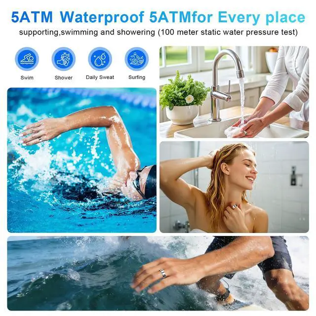 Alt view image 6 of 6 - Smart Rings for Women, Waterproof Health Tracker Ring with Heart Rate, Blood Oxygen, Sleep, Step Counting, Silent Vibration Alerts & Reminder, No App Fee, iOS & Android Compatible (Silver, 8)