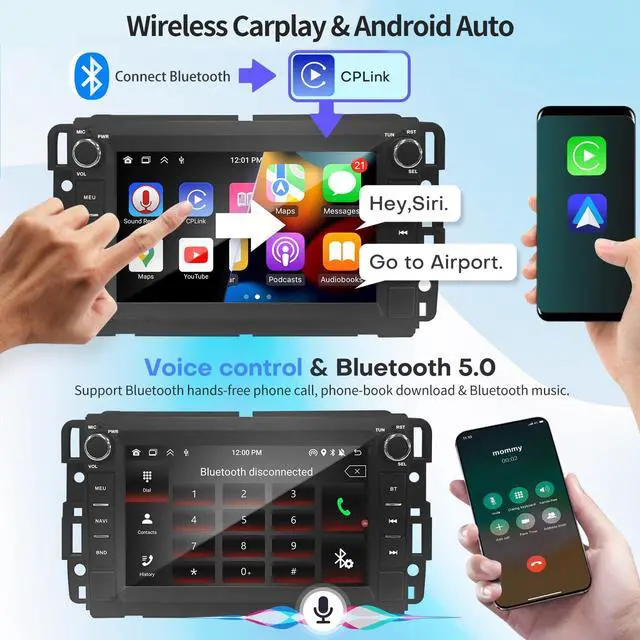 Alt view image 4 of 6 - Car Radio for Chevy Equinox 2007-2009,for GMC Acadia 2007-2012,for Buick Enclave 2008-2012 Upgrade Stereo Radio Head Unit with CarPlay 7 inch Touch Screen Android Auto Bluetooth Backup Camera
