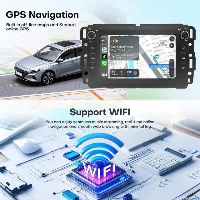 Alt view image 6 of 6 - Car Radio for Chevy Equinox 2007-2009,for GMC Acadia 2007-2012,for Buick Enclave 2008-2012 Upgrade Stereo Radio Head Unit with CarPlay 7 inch Touch Screen Android Auto Bluetooth Backup Camera