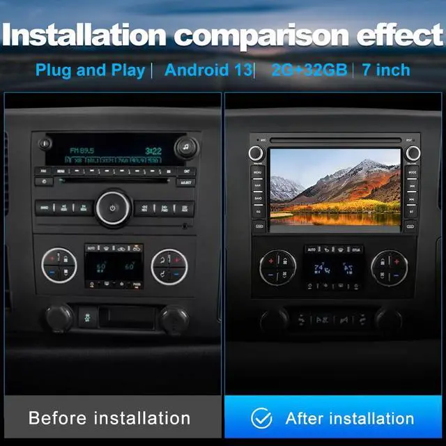 Alt view image 4 of 6 - Car Radio for Chevrolet Chevy Silverado GMC Sierra Yukon 2007-2013 Android 13 GPS Navigation 2GB+32GB with 7 inch Touch Screen CarPlay Android Auto Bluetooth SWC Backup Camera