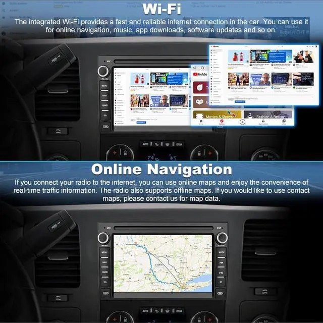 Alt view image 6 of 6 - Car Radio for Chevrolet Chevy Silverado GMC Sierra Yukon 2007-2013 Android 13 GPS Navigation 2GB+32GB with 7 inch Touch Screen CarPlay Android Auto Bluetooth SWC Backup Camera