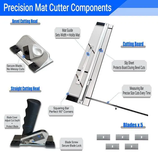 Alt view image 3 of 6 - 32in Mat Cutter for Framing with Precision Bevel & Straight Cutting Heads, Easy-to-Use Mat Board Cutter for Professional Picture Framing, Ideal for DIY Artwork, Crafts