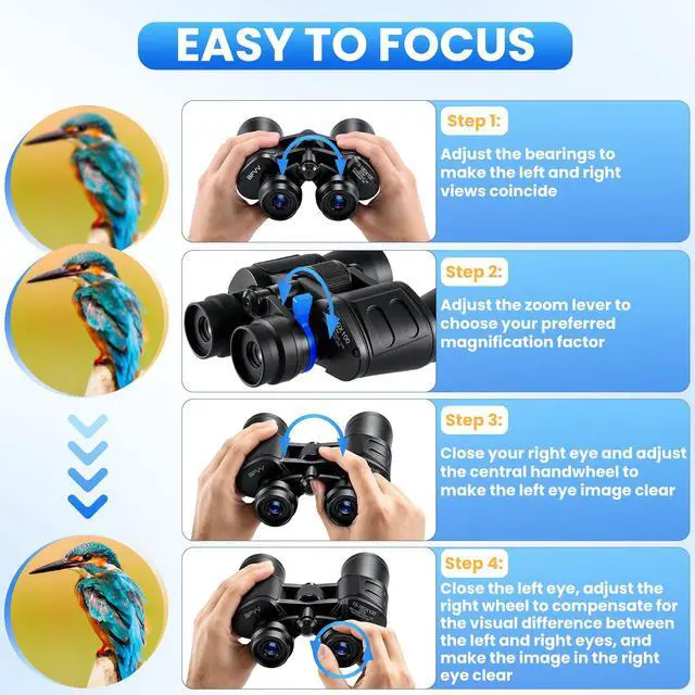 Alt view image 3 of 6 - 10-180x100 Zoom Binoculars for Adults, Day/Low Light Night Vision High Powered Binoculars with BAK4 & FMC Lens, Waterproof Fogproof for Hunting Birdwatching Travel Sports Concerts Gift for Men