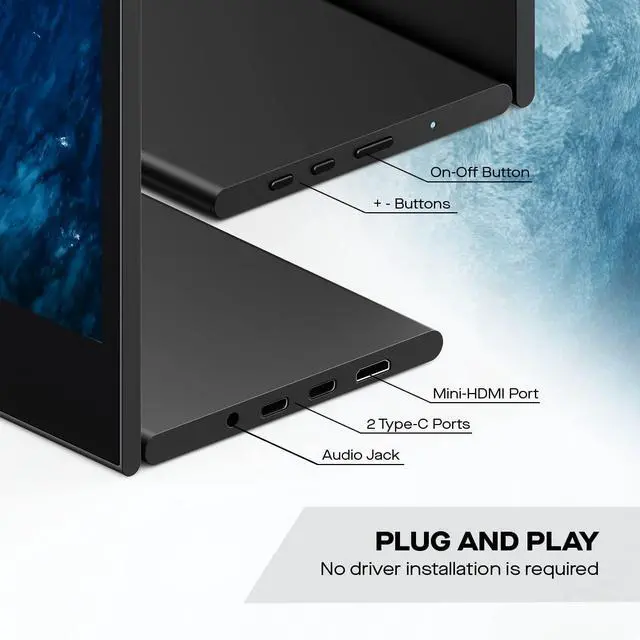 Alt view image 3 of 6 - Mobile Pixels Glance Portable Monitor, 16" FHD 1080P Monitor, macOS/Windows | Travel Monitors with Dual Speakers, Tilt Adjustment & Non-Slip, HDMI USB C Plug & Play Extra Monitors for Laptop