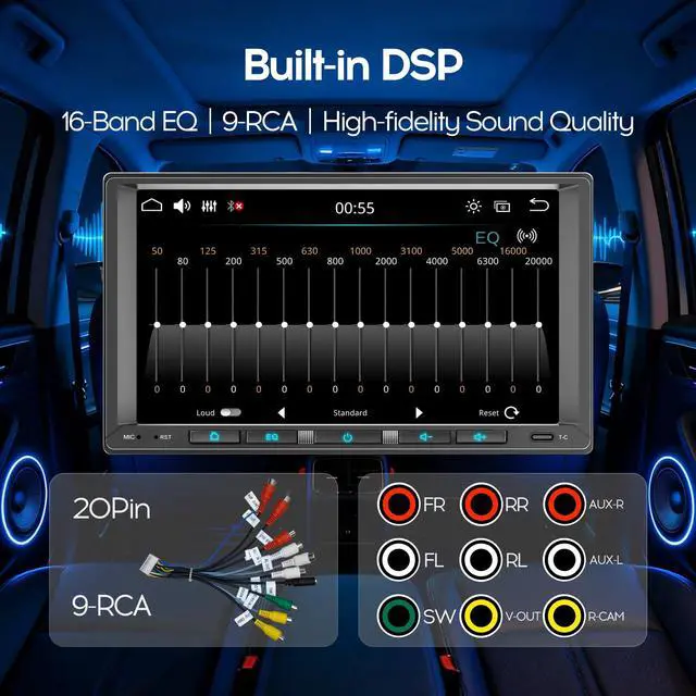 Alt view image 4 of 6 - Linux System 7" Double Din Car Stereo Wireless Apple Carplay Radio Screen for Car Audio Receivers, Bluetooth 5.3 Car Play Android Auto Touchscreen, Backup Camera, SWC, FM/AM