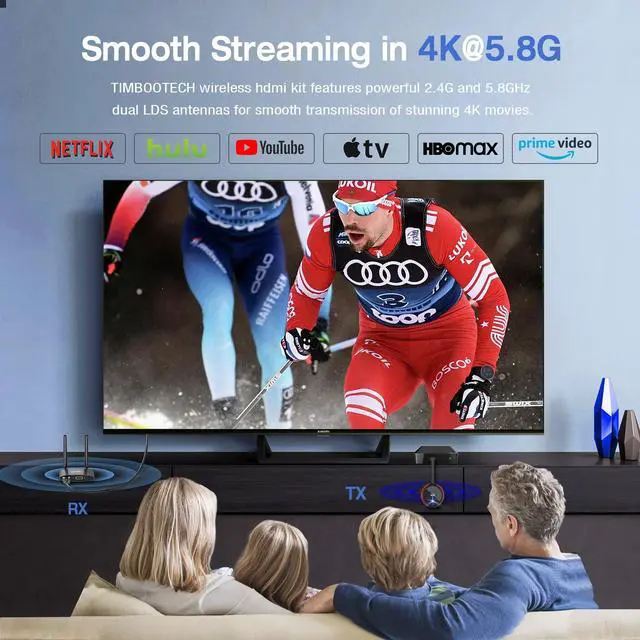 Alt view image 3 of 6 - Wireless HDMI Transmitter Receiver 4K- 5.8G Multiple Extender Transmission Stable Video & Movie, Plug & Play, Support HDMI & VGA Dual Screens, Wireless Laptop to TV 165FT/50M