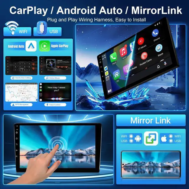 Alt view image 6 of 6 - Car Radio for Toyota Camry 2002-2006 Stereo Upgrade with Wireless Carplay Android Auto 9'' Touchscreen Compatible with JBL Premium Audio Built-in WiFi BT GPS Navigation SWC Back-up Camera MIC