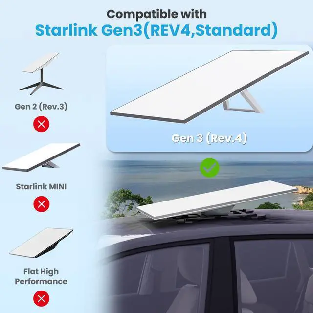 Alt view image 4 of 6 - Starlink Gen 3 Magnetic Mount, 440LBS Suction Force Starlinks Standard Mount for Starlink Gen 3, Lockable 8° Windproof Tilt, Drill-Free Flat Mounts for Car/RV/Roof/Boat, Aluminum Alloy