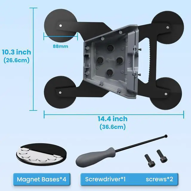 Alt view image 6 of 6 - Starlink Gen 3 Magnetic Mount, 440LBS Suction Force Starlinks Standard Mount for Starlink Gen 3, Lockable 8° Windproof Tilt, Drill-Free Flat Mounts for Car/RV/Roof/Boat, Aluminum Alloy