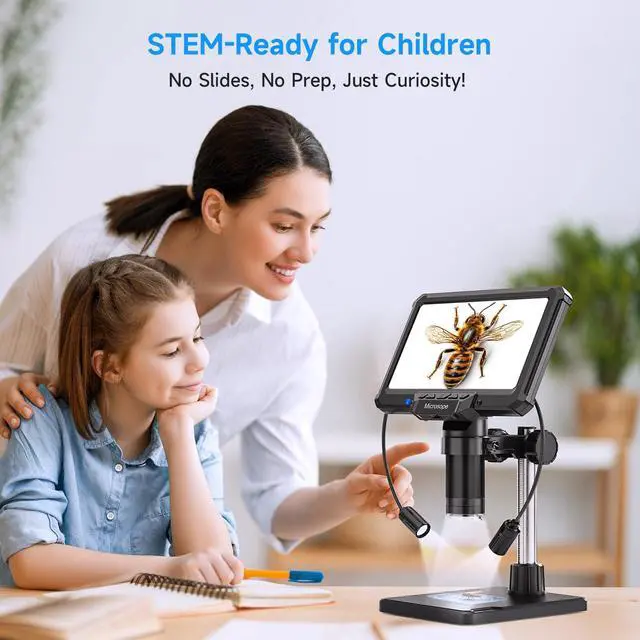 Alt view image 2 of 6 - Digital Microscope for Adults Kids 7inch Screen Coin Magnifier Microscopes for Error Coins PCB, Bugs, STEM Learning, Soldering Electronics Microscopes Camera
