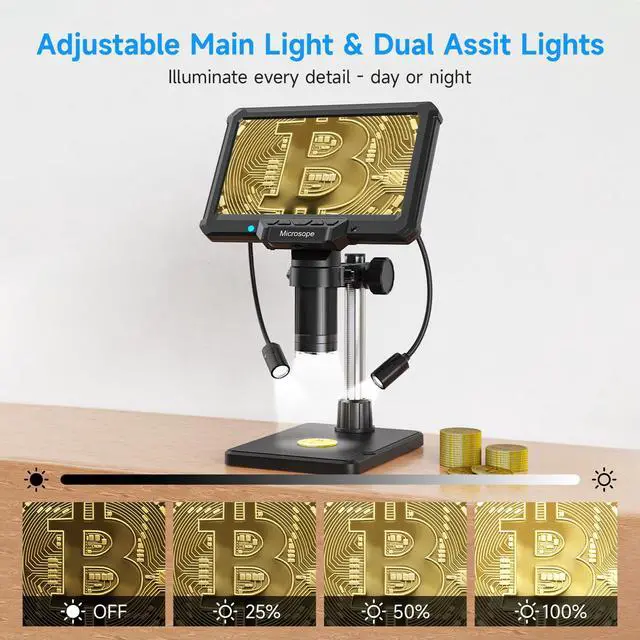 Alt view image 6 of 6 - Digital Microscope for Adults Kids 7inch Screen Coin Magnifier Microscopes for Error Coins PCB, Bugs, STEM Learning, Soldering Electronics Microscopes Camera