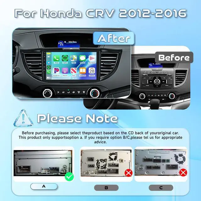 Alt view image 2 of 6 - Android 8Core 6G+128G Car Stereo Radio for Honda CRV 2012 2013 2014 2015 2016, Wireless Carplay Android Auto, 5G WiFi+GPS, HiFi Music & DSP, 9 inch Touchscreen Radio for CRV, Backup Camera SWC