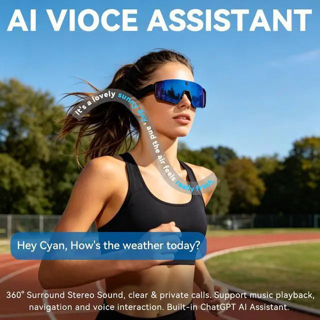 Alt view image 5 of 6 - AI Smart Glasses with Camera, HD Stabilized Video Recording Glasses, Waterproof Bluetooth Sunglasses with Ai Assistant, Touch Control, UV Protection for Cycling Skiing Outdoor Sports Orange