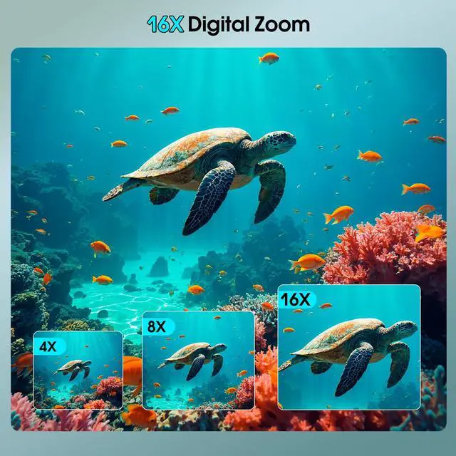 Alt view image 3 of 6 - 4K Underwater Camera, 64MP 16FT Waterproof Digital Camera with 16GB Card, Autofocus Floatable Waterproof Camera with IPS HD Screen, 16X Digital Zoom, Fill Light, for Snorkeling, Surfing, Swimming