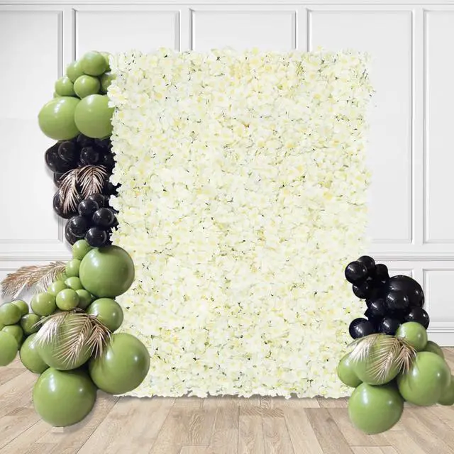Alt view image 3 of 6 - 12pcs Flower Wall Panel Backdrop 3.5x4.6ft 3D Artificial Flower Wall Hydrangea Flower Backdrop Floral Background for Wedding Party Birthday Home Photo Decor