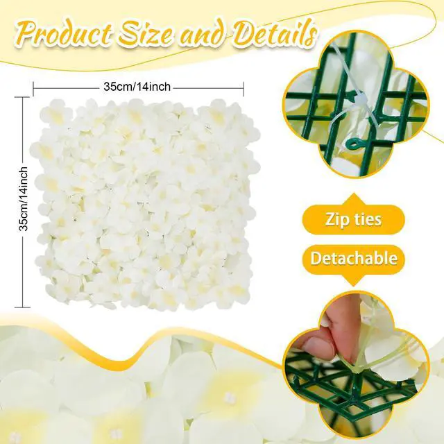 Alt view image 5 of 6 - 12pcs Flower Wall Panel Backdrop 3.5x4.6ft 3D Artificial Flower Wall Hydrangea Flower Backdrop Floral Background for Wedding Party Birthday Home Photo Decor