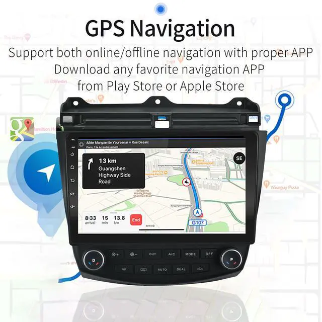 Alt view image 6 of 6 - for 2003-07 Honda-Accord-Radio,with Wireless Carplay& Android Auto 32G ROM | 2G RAM Support Single/Dual Zone AC, Bluetooth Touch Screen Backup Camera Microphone GPS Touch Screen