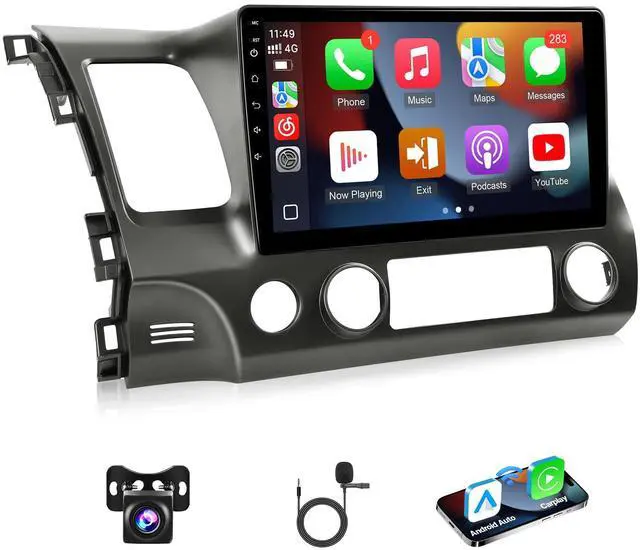 Main image of 8Core Android Car Radio for Honda Civic 2006 2007 2008 2009 2010 2011, 2+32G 10.1inch Touch Screen for Civic Stereo with Wireless CarPlay Android Auto Bluetooth GPS Navigation WiFi SWC