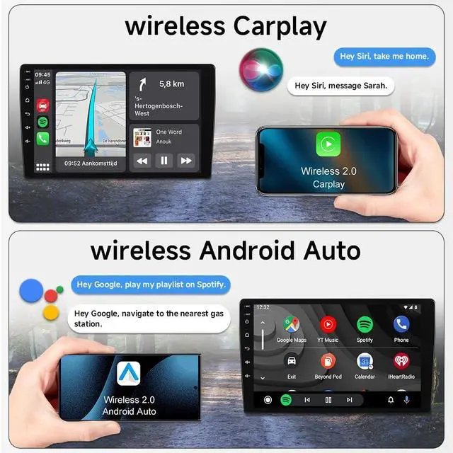 Alt view image 4 of 6 - Car Stereo for VW Jetta Golf Passat 2005-2010 CarPlay Android Auto | 9 Inch Touchscreen, Android 14, Wireless Connectivity, GPS, WiFi Bluetooth, 2GB+64GB, Split Screen for Commutes & Road Trips