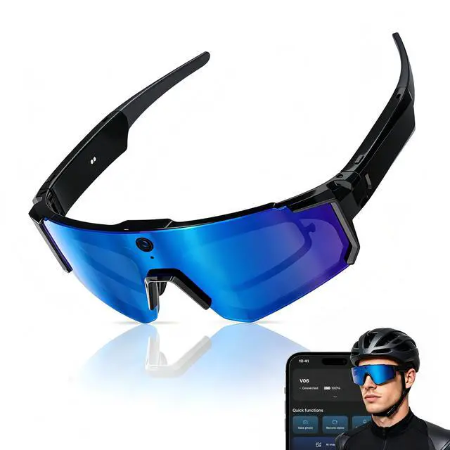 Main image of AI Smart Glasses with Camera, 32MP HD Stabilized Video Recording Glasses, Waterproof Bluetooth Sunglasses with Ai Assistant, Touch Control, UV Protection for Cycling Skiing Outdoor Sports