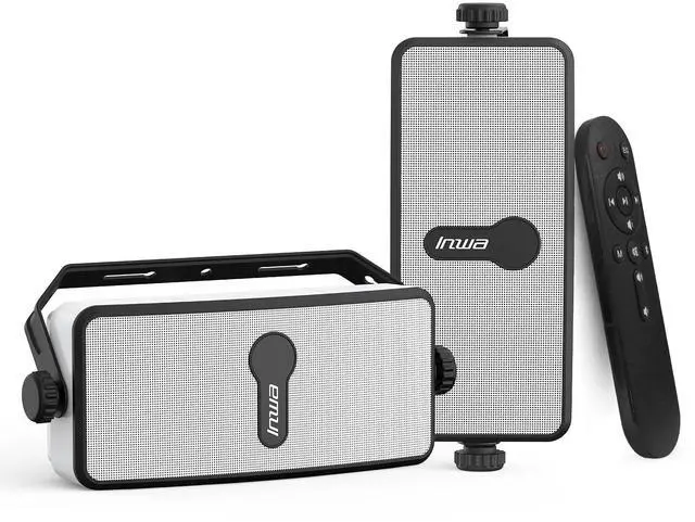 Main image of Upgraded 200W Outdoor Bluetooth Speakers Pair - IPX5 Waterproof Wall Mount Stereo Speaker, Wireless Multi-Speaker Connection with Auracast, Sound System w/Aux for Porch, Patio, Garage, Home