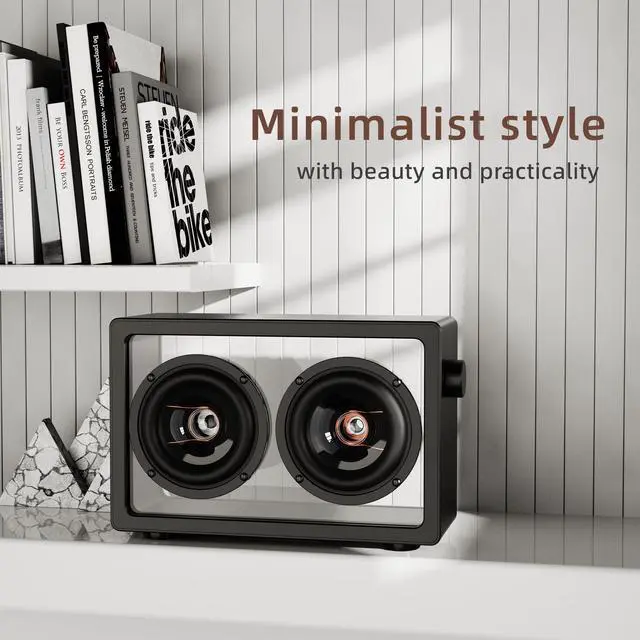 Alt view image 4 of 6 - Bluetooth Speaker, Glass Body and Unique Glass Speaker Diaphragms, 40W Minimalist Design, Crystal Clear Sound, Wireless Hi-Res Audio, Ideal for Music Lovers- Black