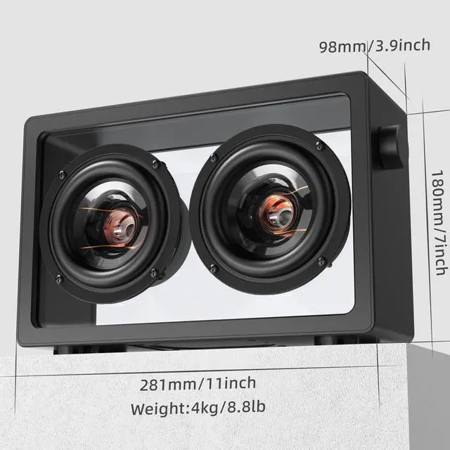 Alt view image 5 of 6 - Bluetooth Speaker, Glass Body and Unique Glass Speaker Diaphragms, 40W Minimalist Design, Crystal Clear Sound, Wireless Hi-Res Audio, Ideal for Music Lovers- Black