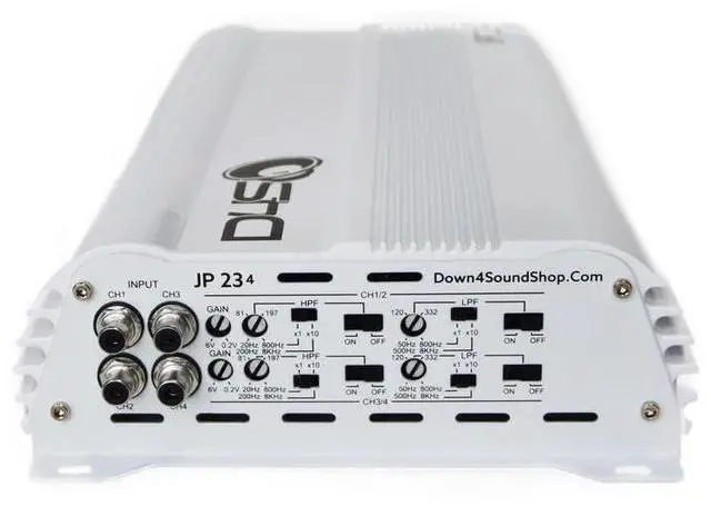 Alt view image 4 of 4 - JP234 White Gloss | 2000W 4-Channel Class D Car Audio Amplifier, 234W x 4 @ 14.4V - 4 ohms, 334W x 4 @ 14.4V - 2 ohms, Multi-Speaker System
