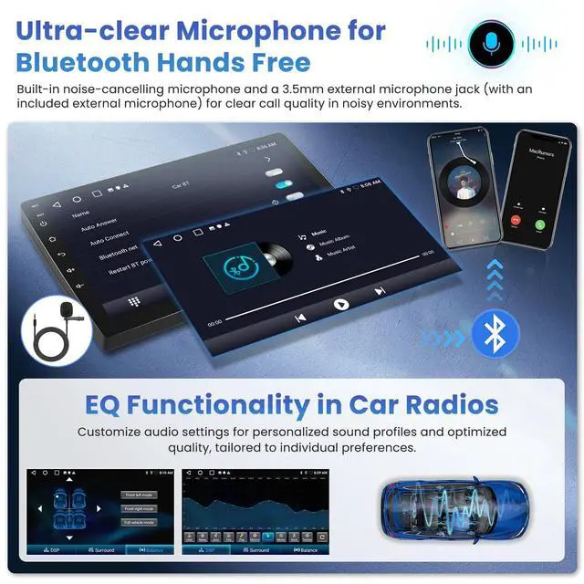 Alt view image 5 of 6 - 5Ghz WiFi 2G+64G Android 15 Radio for Hyundai Elantra 2015-2018 Car Stereo with Wireless Carplay Android Auto,5.0 Bluetooth,Build-in EQ,9inch IPS Touchscreen,GPS,FM/RDS SWC AHD Backup Camera MIC