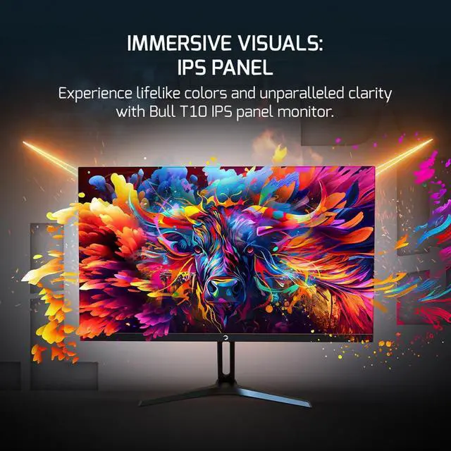 Alt view image 2 of 6 - Game Power Bull T10 24 Inch 200Hz Gaming Monitor, 1920x1080p FHD, HDR, Adaptive Sync, Frameless Design, 300 Candela, IPS Panel, Blue Light Filter, 0.5ms Response Time, Zero Dead Pixel