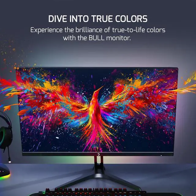 Alt view image 5 of 6 - Game Power Bull T10 24 Inch 200Hz Gaming Monitor, 1920x1080p FHD, HDR, Adaptive Sync, Frameless Design, 300 Candela, IPS Panel, Blue Light Filter, 0.5ms Response Time, Zero Dead Pixel