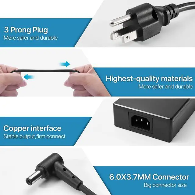 Alt view image 4 of 6 - 240W 6.0×3.7mm Charger Fit for ASUS ROG Zephyrus Gaming Laptop | Fit ADP-240EB B/A20-240P1A, GU603HM GA401Q GA502D GX502 GX701 G513RM FA507NU 240W ASUS gaming laptops