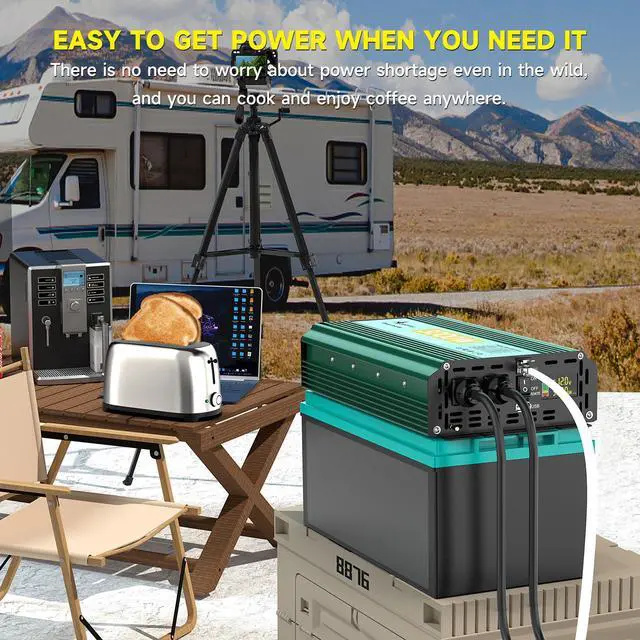 Alt view image 5 of 6 - 3000 Watt Inverter 12V to 110V/120V 6000W Peak Truck Power Inverter for Vehicles, Modified Sine Wave AC to DC Converter for RV Home with 2 AC Outlets 3.4A USB Port LED Didplay Remote Controller