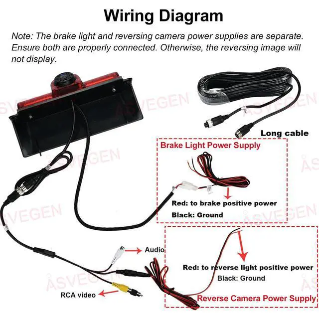 Alt view image 3 of 6 - Third Brake Light Backup Camera for Nissan NV 1500, 2500 and 3500 Series 2012-2022