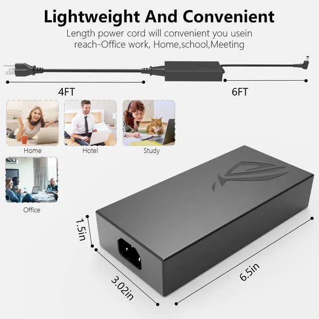 Alt view image 6 of 6 - 240W Charger for ASUS Zephyrus G14 (2022-2024) GA402 GA402R GA402X GA402RJ | GA402RK GA402NU GA402XV GA402XI GA402XZ GA402XY GA402NU GA402NJ R7 R9 Ryzen A RX 6700S 6800S RTX4050 4060 4070 5060 5070