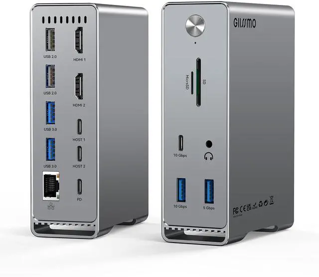 Main image of MacBook Pro Docking Station, 14-in-2 Dual USB C Docking Station Dual Monitor for MacBook Pro (Not M1/ M2) MacBook Air Dock with Dual 4K HDMI 60Hz, 10Gbps USB, RJ45, Audio, SD/TF Slots, 87W PD