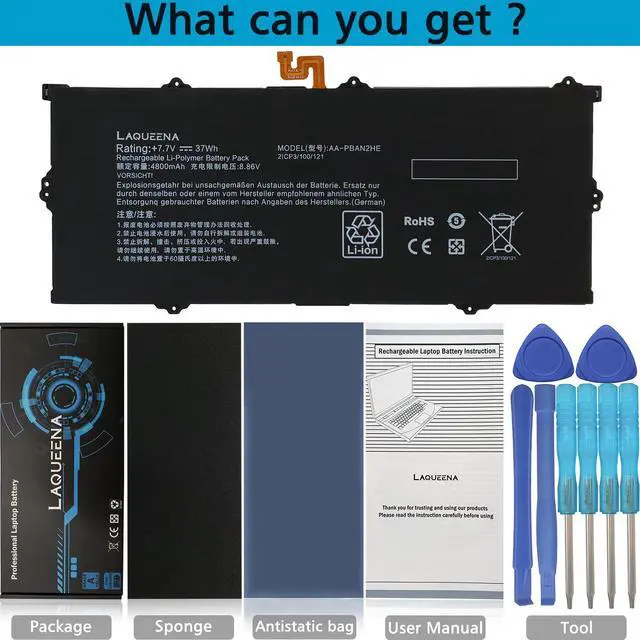 Alt view image 3 of 6 - AA-PBAN2HE Laptop Battery Compatible with Samsung Galaxy Book Go 340XDA NP340XLA XE340XDA-KA3US-RB XE340XDA-KA1US XE340XDA-KA3 XE340xda-ka1it Series BA43-00399A 2-Cell 7.7V 37Wh