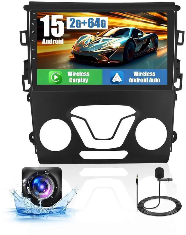 Main image of 2+64G Radio for Ford Fusion Mondeo 2013-2019 Android 15 CarPlay Car Stereo Touchscreen 9" Android Auto GPS EQ 28UI Backup Camera