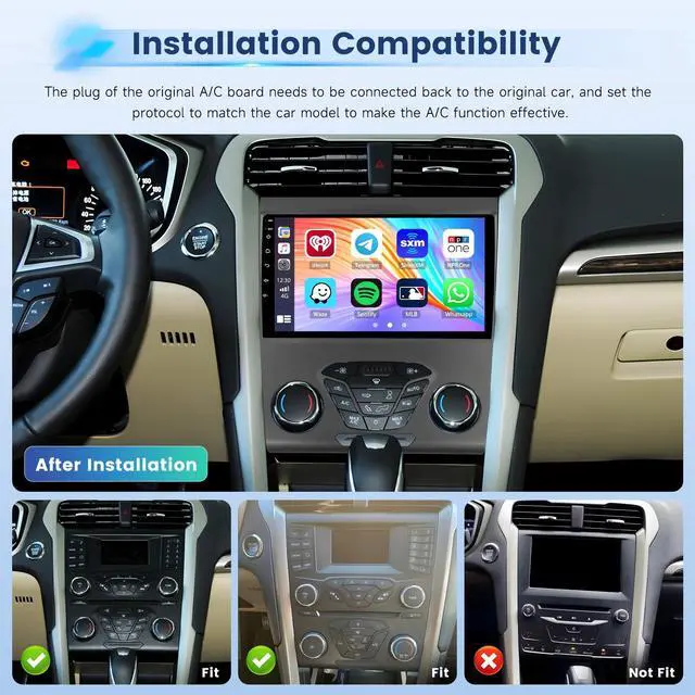 Alt view image 2 of 6 - 2+64G Radio for Ford Fusion Mondeo 2013-2019 Android 15 CarPlay Car Stereo Touchscreen 9" Android Auto GPS EQ 28UI Backup Camera