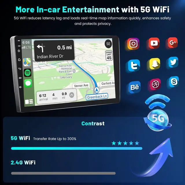 Alt view image 6 of 6 - 4+64G Android 15 Car Stereo for 2010-2016 Hyundai Accent Verna Solaris Wireless Carplay Android Auto,9'' IPS 1280 * 720 Touch Screen Radio DSP 5G WiFi Bluetooth GPS FM RDS+Free AHD Backup Camera