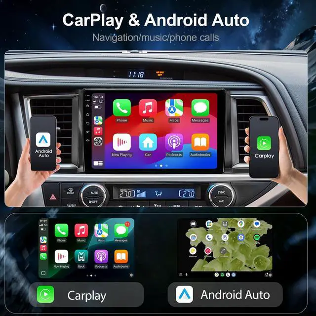 Alt view image 4 of 6 - 10.2'' 64GB Car Radio Stereo for 2014-2019 Toyota Highlander Radio Upgrade, Plug and Play Android 13 Head Unit with Wireless Carplay/Android Auto/1080P Rear View Camera/AM FM Radio