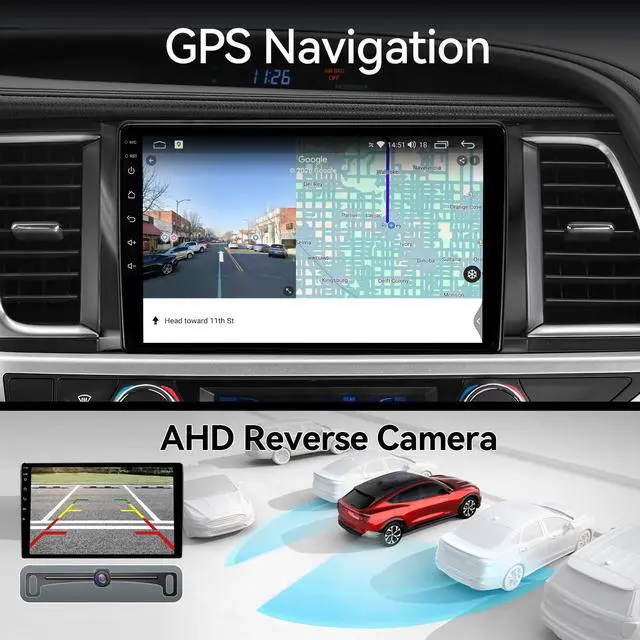 Alt view image 5 of 6 - 10.2'' 64GB Car Radio Stereo for 2014-2019 Toyota Highlander Radio Upgrade, Plug and Play Android 13 Head Unit with Wireless Carplay/Android Auto/1080P Rear View Camera/AM FM Radio