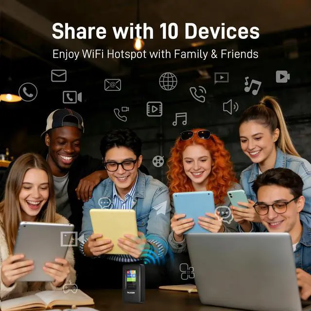 Alt view image 4 of 6 - 4G Mobile Hotspot with US 1GB, Portable WiFi Hotspot Device for Travel in 140+ Countries and Regions, 6000mAh Battery, 10 Connected Devices, No SIM Required, No Contract