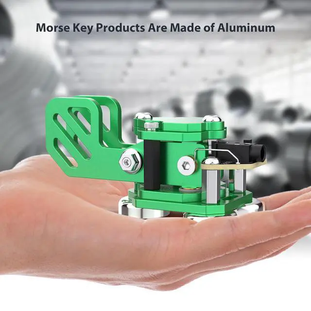 Alt view image 3 of 6 - Mini Morse Radio Key Double Paddle Morse Code Key with Stainless Steel Body Three Neodymium Magnets Base Green