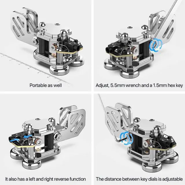Alt view image 4 of 6 - Mini CW Key Automatic Morse - Radio HAM Send Telegram Double Paddle Morse Code Key with Stainless Steel Body Three Neodymium Magnets Base