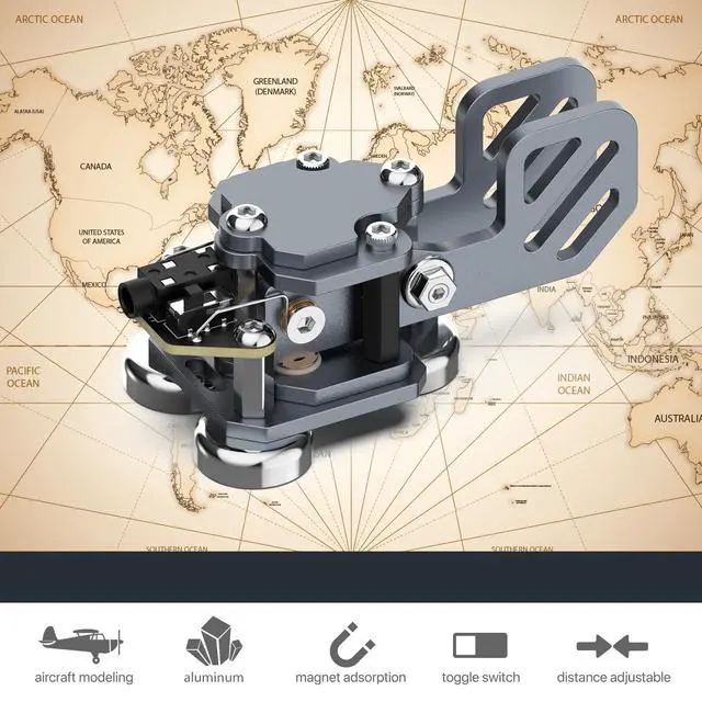 Alt view image 2 of 6 - Mini Morse Radio Key Double Paddle Morse Code Key with Stainless Steel Body Three Neodymium Magnets Base Gray