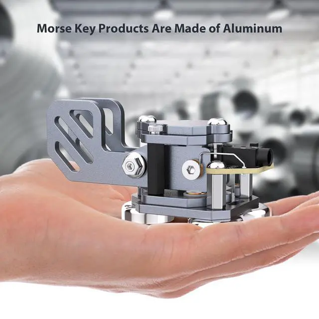 Alt view image 3 of 6 - Mini Morse Radio Key Double Paddle Morse Code Key with Stainless Steel Body Three Neodymium Magnets Base Gray