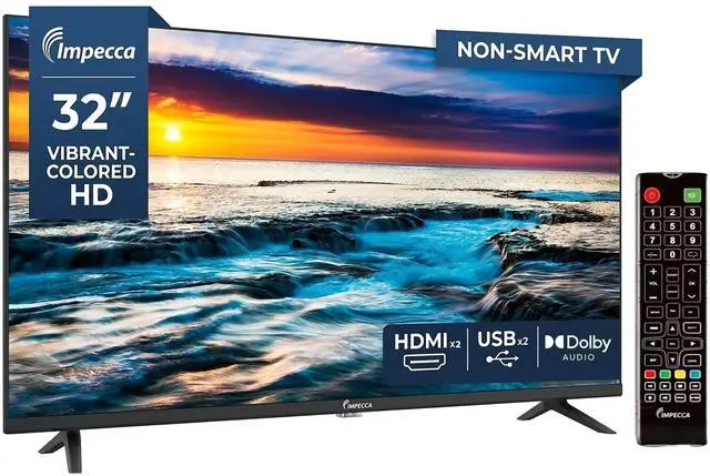 Main image of 32 LED TV Flat Screen None-Smart, HD HDMI & USB Ports Full Function Remote Control Built-in Stereo Speakers Wall Mountable Frameless Design
